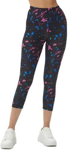 sissycos Damen Tie dye Splash 3/4 kurz Leggings sanft Elastische Taille Leggings(Blau und lila,L/XXL)