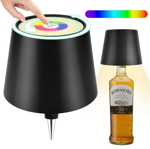 Wireless Bottle Lamp, Pridola Wireless Bottle Lamps, 16 Colors RGB Dimmable Wine Bottle Lights, LED Touch Control Cordless Table Lamp, Wine Bottle USB Rechargeable Lamp for Bar Restaurant Bedroom