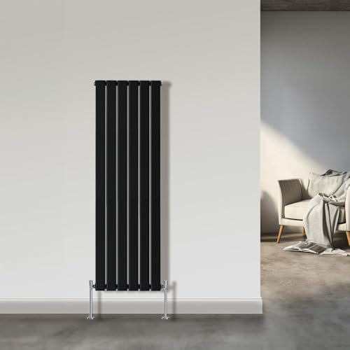 NRG 1600x408mm Single Flat Panel Designer Tall Vertical Radiator Central Heating Black