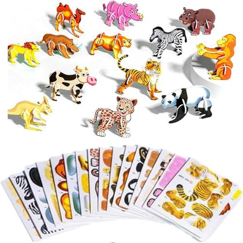 Nayyana 25-teiliges pädagogisches 3D-Cartoon-Puzzle, Neues 3D-Puzzle für Kinderspielzeug, 3D-Puzzles pädagogisches Montessori-Spielzeug, DIY 3D-Puzzles Cartoon-Tier-Lernspielzeug