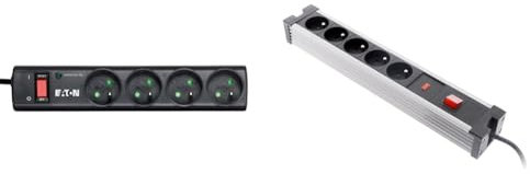 Eaton Multiprise/Parafoudre - Eaton Protection Strip 4 FR - PS4F - 4 Prises FR - Noir & Zenitech Bloc parafoudre 5X 16A avec Interrupteur Noir