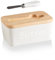 Sweejar Ceramic Butter Dish with Lid and Knife for Countertop, Butter Keeper with Stainless Steel Multipurpose Butter Knife, Large Butter Dish Ceramics Butter Keeper Container with Knife