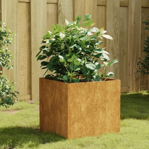 ShGaxin Jardinière 40x41x40 cm Acier corten,Jardiniere sur Pieds,Bac avec Treillis,Jardiniere Terrasse