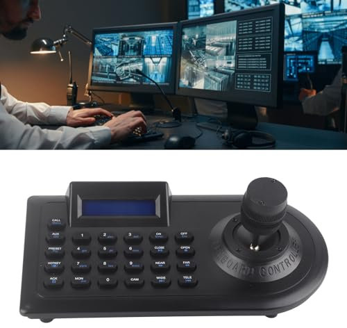 3D-PTZ-Kamera-Controller, Tastatur-Joystick-Schwenk-Neige-Zoom-Controller, Kompatibilitäts-LCD-Display mit Joystick für CCTV-PTZ-Dome-Kameras, öffentliche Sicherheit (EU-Stecker