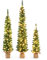 GYMAX Set di 3 Alberi di Natale Artificiali Illuminati, Albero Slim in Vaso da 90/120/150 cm con 415 Rami, 230 LED Bianchi Caldi, Decorazione Stagionale per Feste in Casa (Stile2)
