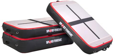 Sport-Thieme AirBox Set Carbon | Für AirTrack Spark Carbon, einzeln nutzbar | Mit Gebläse und Montageset | Schwarz Rot | Vinyl, 140x100x30 cm, 20 cm Höhe, 25 kg, Klettverbindung