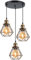 iDEGU 3-flammig Pendelleuchte 16cm Industrial Hängelampe aus Metall Käfig Lampenschirm Retro Kronleuchter E27 Fassung Vintage Hängeleuchte für Wohnzimmer Küche Schlafzimmer (Rondell, Bronze)
