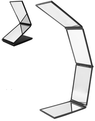 Miroir de maquillage plissé, Miroir portatif de maquillage de beauté, Miroir pliant portable, Miroir plissé multi-angles, Miroir plissé pour l'auto-coupe, Specc
