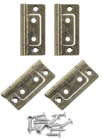 sourcing map Lot de 4 charnières de porte 5,1 x 2,5 cm, sans mortaise, sans bruit, à deux volets, placage pour armoire, meubles, fenêtre, armoire avec vis, bronze
