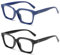 Hubeye 2 Paia Occhiali da lettura per Donna e Uomo Quadrata Montatura Grande con la Cerniere a molla Occhiali Anti luce blu 1.50