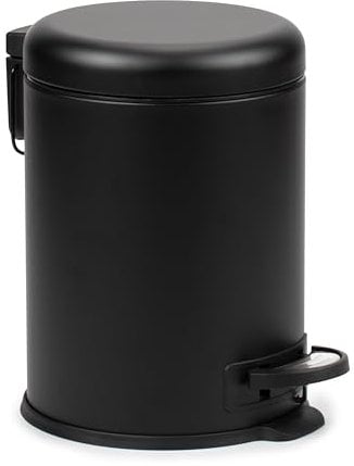 Tatay Papelera Baño con Pedal de 5L | Acero Inoxidable Resistente y Elegante | Cierre Amortiguado y Silencioso | Cubo Interior Extraíble y Higiénico | Diseño Compacto – Negro