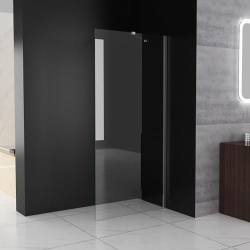 MIQU Duschwand für Dusche 80 x 183 cm Duschscheibe, 6 mm Dickes ESG NANO Klares Glas Seitenwand mit Stabilisator, Walk in Duschabtrennung Duschtrennwand für Bad, WC, Badezimmer
