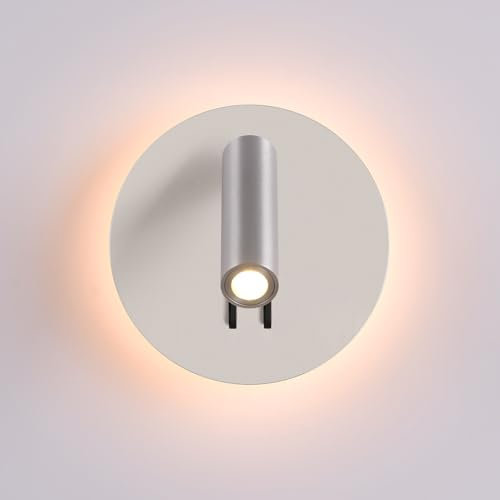 DAWALIGHT Lámpara de pared de lectura para cabecera 3W + 3W LED 3000K Ajustable - Interruptores de palanca separados - Ideal para Dormitorio, Pasillo, Hotel, Escaleras - Araña de pared de Aluminio