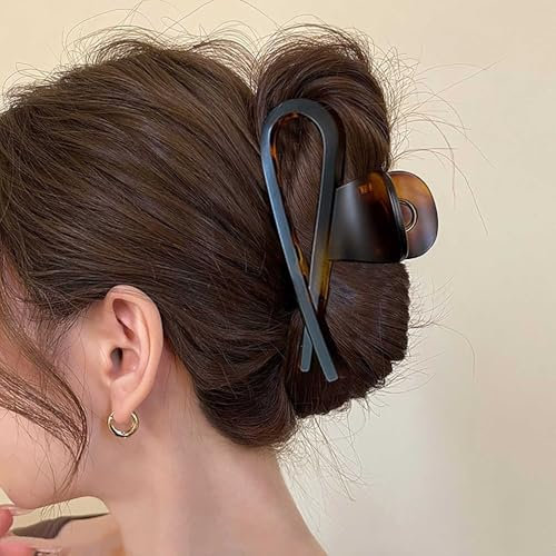 Inateannal Pinzas De Pelo Grande Pinzas De Garra Marrón Mate Pinzas De Garra De Plástico Pinzas De Pelo Acrílico Grandes Pinzas De Garra Antideslizante Fuerte Sujeción Pinzas De Pelo De Doble Fila