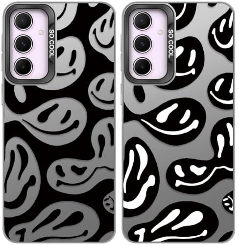 Tedyhulle 2 Stück Handyhülle für Samsung Galaxy S20 FE/5G/S20 FE 2022 5G, Aesthetic Lustiges Lächelndes Gesicht Muster Mode Design Mädchen Schutzhülle, Kratzfest Silikon PTU Harter PC Case Cover