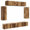 Genérico Wenjingqi 3329001 Ensemble de meuble TV 6 pièces monté au mur en bois vieilli Marron