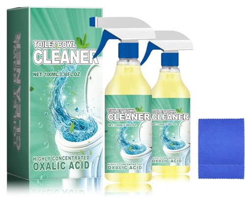 WC Reiniger Extra Stark, 100ml Oxalsäure Reiniger mit Reinigungstuch, Foam-Reiniger-Spray, Urinsteinentferner Extra Stark, Oxalsäure-Toilettenreiniger, Kalkentferner Gegen Kalk & Schmutz (2)