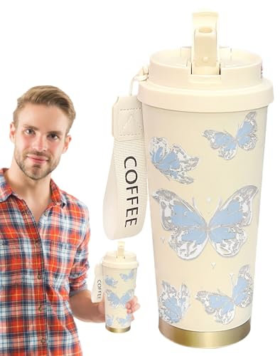 Gourde Avec Paille | 500ml Tasse En Acier Inoxydable | Réutilisable Étanche Hydratation pour École Sport Bureau Voiture Déplacements