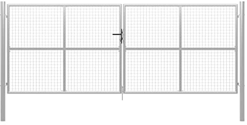 Emmtore Gartentor Gartentür Zauntor Gartenpforte Zauntür Hoftor Gartenzaun Pforte Metalltor Hoftür Tor Stahl,Silber,415 x 200 cm