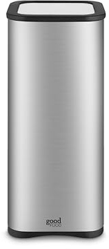GF826191 Good Food in partnership with Tower, Pasta Jar with Glass Viewing Window, Stylish Mirror Finish, 3.7L, Stainless Steel with Black Accents