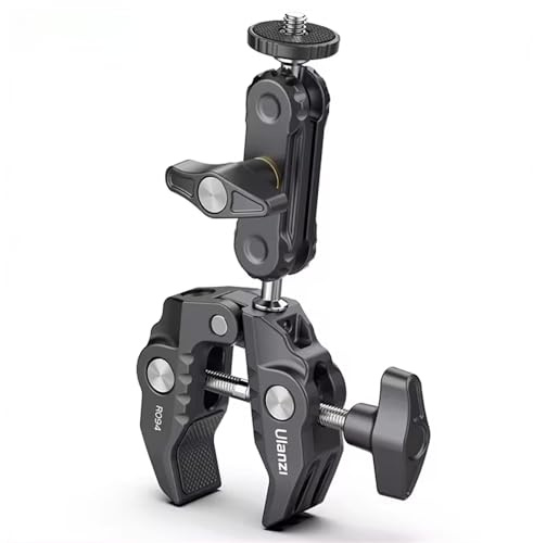 Pince en métal avec double tête sphérique et trou de 6,35 mm pour appareil photo reflex numérique, moniteur et support de micro