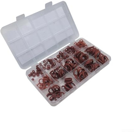 Kit de 225 joints toriques en caoutchouc, kit de joints toriques en silicone, assortiment de joints toriques rouges pour haute température, ensemble de joints d'étanchéité en caoutchouc de tailles