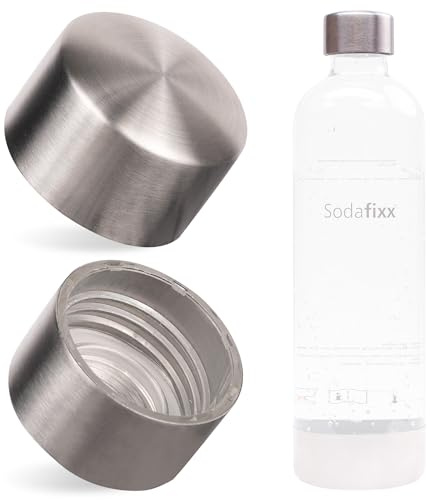 Sodafixx 2er Set Ersatzdeckel für PET Flasche - Original Schraubverschluss mit Silikondichtung – Passend für Sodafixx & Sodahome PET Flaschen - Nicht geeignet für Flaschen anderer Hersteller (Silber)