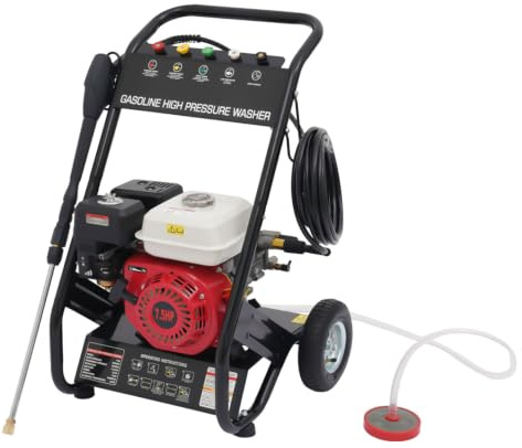 LKHDONG Idropulitrice alta pressione a benzina 7,5 CV professionale idropulitrice a scoppio max. 190 bar, Rondella ad alta pressione con 5 ugelli e tubo da 10 m