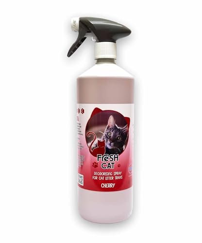 FRESH-CAT Cat Litter Tray Deodorising Trigger Spray Bottle 1L (CHERRY)