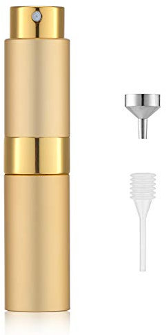 Lisapack Refillable Perfume Spray Bottle (8ml) - Twisting Concealed Mouth Design | Aluminium, Gold