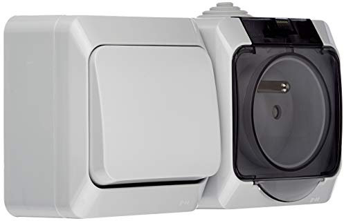 Schneider Electric SC5SHN0212434 Prise 2 pôles + terre + Va et Vient Série Cedar, 3680 W, 230 V, Gris