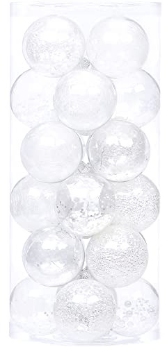 Sea Team 70mm/2.76 Adornos Variados Transparentes Bolas de Navidad,Decoraciones Ornamentales Resistente.para Colgar en el árbol de Navidad,Paquete de Regalar Portátil Set de Navidad(24pcs)
