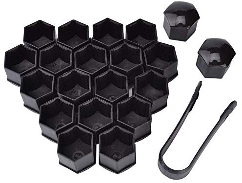 Radmutterkappen für Kfz, Abdeckungen mit Werkzeug zum Entfernen, spezielle Fassung 3024 mm, Innendurchmesser 17 mm, 20 Stück, Schwarz