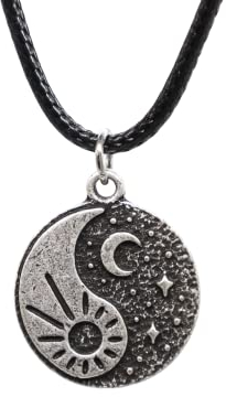 Fancychain Halskette Yin und Yang Buddha Buddhismus Retro Gegensätze buddhistische Kette Sonne Mond und Sterne