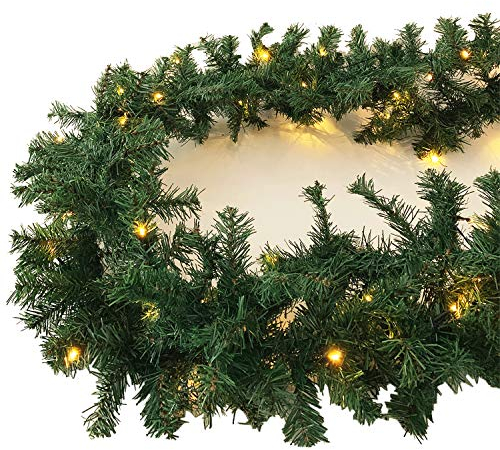 XL Weihnachtsbeleuchtung Girlande beleuchtet Tannengirlande 70 LED Lichterkette 540 cm Weihnachten innen und außen