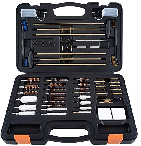 BOOSTEADY Gun Cleaning Kit Universal Gun Cleaning Kit Rifle Shotgun Pistol Cleaning Kit with Lightweight Organized Carrying Case Gun Cleaning Supplies Gun Cleaner Bottle Brass Jags and Tips Black Case