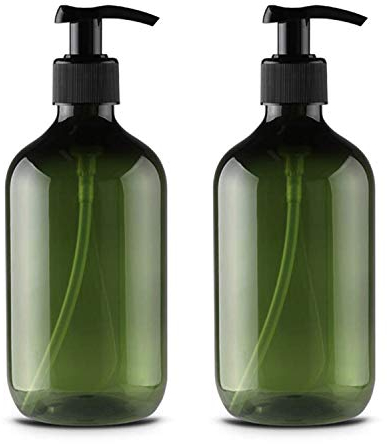 JamHooDirect Lot de 2 flacons à pompe vides en plastique de 500 ml, rechargeables, pour lotion, shampoing, crème, gel douche, distributeur de liquide, Vert, 500 ml