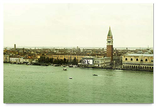 Schönes Acrylglasverbund-Bild 90x60cm Skyline. Ein elegantes, modernes 8mm Acrylbild Venedig bei trüber Sicht für Wohnzimmer, Schlafzimmer, Flur, Küche. Mit Befestigung für schwebende Optik