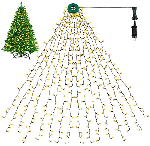 BELLALICHT Albero di Natale LED Ghirlanda Con Anello, 400 LED, 2 m, Altezza 16 Ghirlande, Luci Avvolgenti per Albero 90-180 cm, Bianco Caldo
