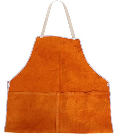 Balacoo Leather Welding Work Shop Apron, Heat- Resistant and Flame- Retardant Cowhide Leather Apron for Blacksmith, Welder, Woodworking, Home Decoration, Orange, 92X60CM