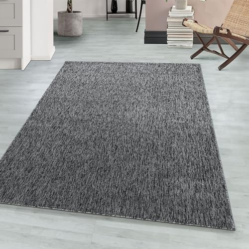 Teppium Moderner Kurzflor Teppich Wohnzimmer 160x230 cm Grau - Waschbarer Teppich Meliert, Flauschig, Weich und Einfarbig - für Schlafzimmer, Esszimmer oder Küche