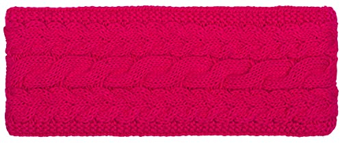 styleBREAKER Damen Strick Stirnband einfarbig mit Zopfmuster, Thermo Fleece Futter, Winter Headband Uni 04026058, Farbe:Pink