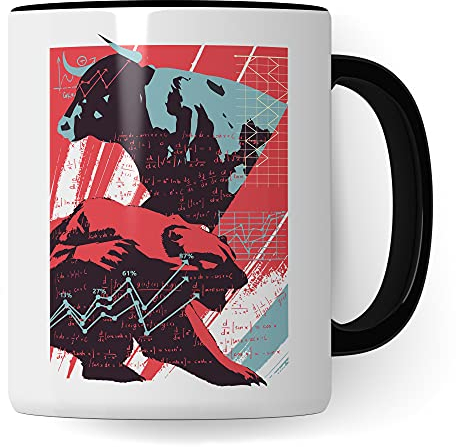 Tasse à café motif Aktien, Bulle et ours Wall Street - Motif : Bourse - Actionnaire argent Trader - Cadeau d'investir - Marché d'ours