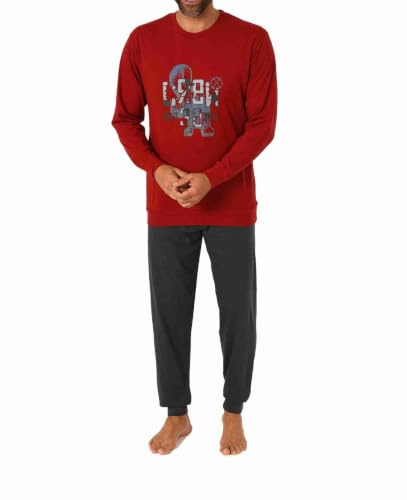 RELAX by Normann Herren Schlafanzug Pyjama Langarm mit Bündchen und edlen Frontprint - 212 101 10 905