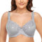 Ayigedu Women's Underwire Bra Non-Padded Floral Lace Plus Size Full Coverage Minimizer 42-G Grey
