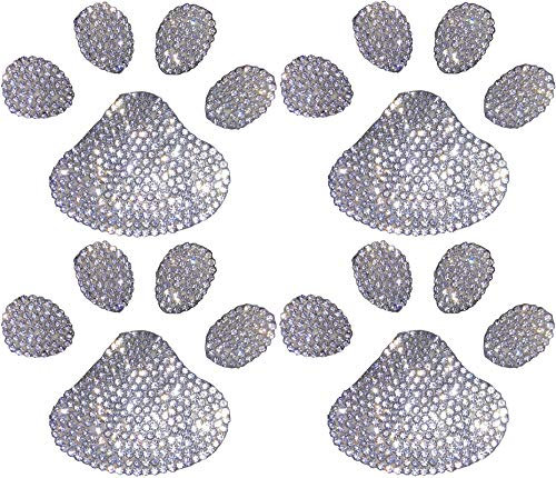 NewL 4 x Schwarze 3D-Chrom-Aufkleber für Hundepfoten, Fußabdruck, Auto-Emblem, Dekoration (Kristall)