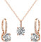 EVER FAITH Cubic Zirconia Schmuck-Set 925 Sterlingsilber funkelnder Rundschliff weißer Geburtsstein hypoallergen Verlobungs Halskette und Ohrring Set Klar Rosegold-Ton