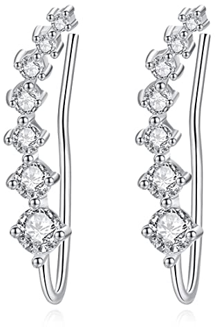 MenYiYDS Damen Ohrklemme Bogen mit 7 Zirkonia Strass mit Zirkonia Glitzer Strass Steinen Ear Cuff Ohrringe Ohrstecker Ohrmanschette Ohr Kletterer für Frauen Mädchen
