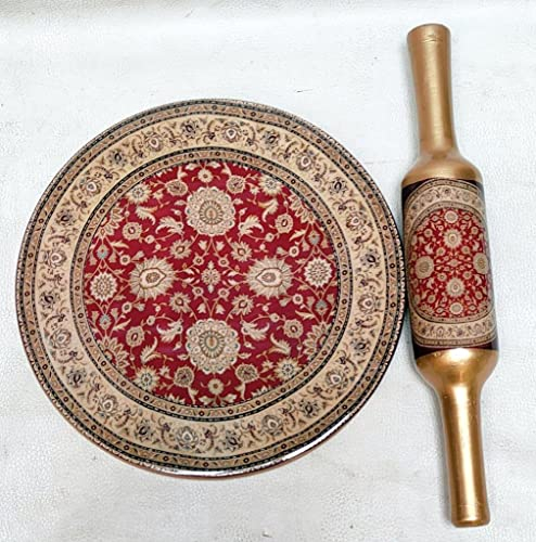 Handicrafted Marble chakla Belan Set | Designer Rolling pin chakla belan chapati Rolling Board Printed|Design May Vary|