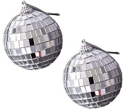 ifundom 2st Spiegelkugel Posiert Glühbirnenverzierung Hintergrund Weihnachtsbirne Ornament Party Silberne Discokugel Hängende Weihnachtskugel Disco-Spielzeug Acryl Werkzeug Weihnachtsbaum